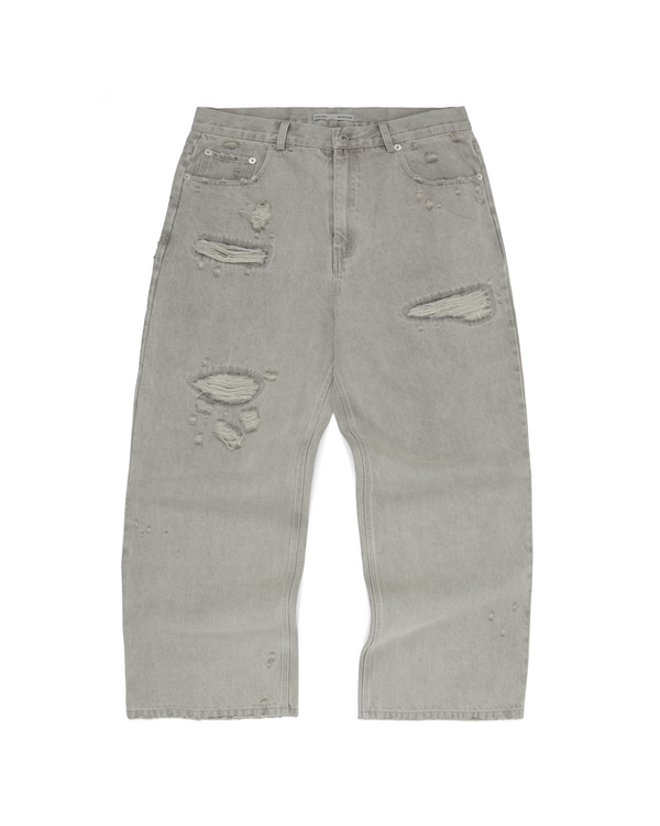 Washed Distressed Denim Jeans Ash BAGGY Featured Image
