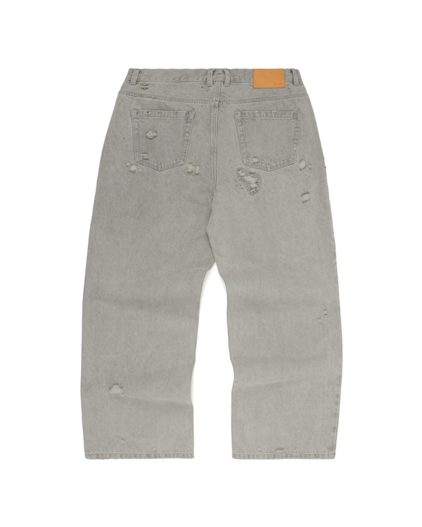 Washed Distressed Denim Jeans Ash BAGGY - Second Image