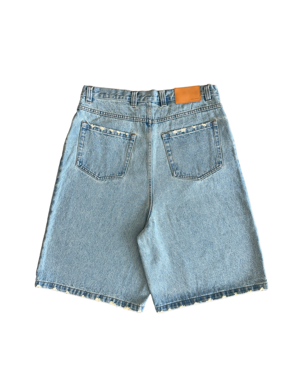 Washed Denim Jorts Blue - Second Image