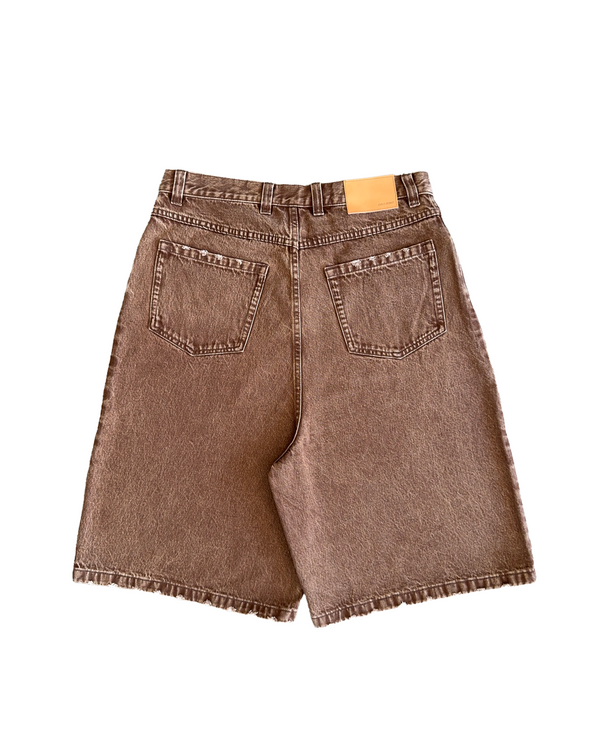 Washed Denim Jorts Brown - Second Image