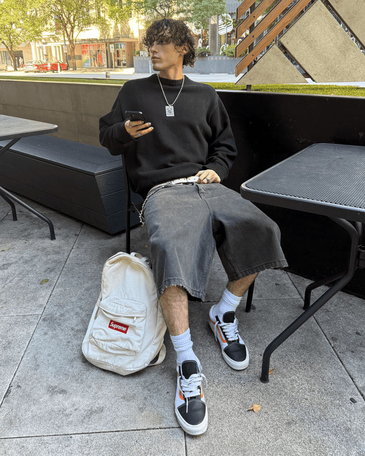 Washed Denim Jorts Grey