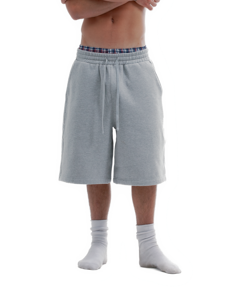 Blank Fleece Shorts Heather Grey Long Inseam