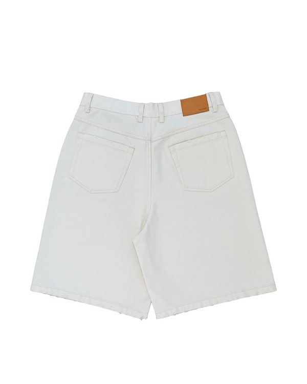 Washed Denim Jorts Ivory - Second Image