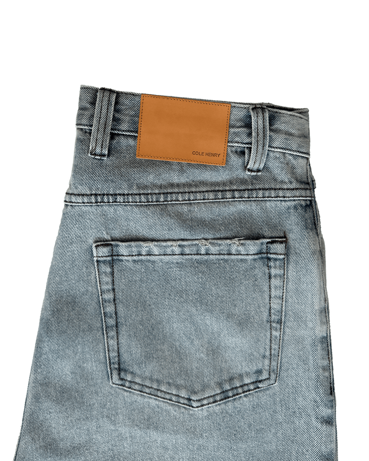Washed Denim Jorts Brown