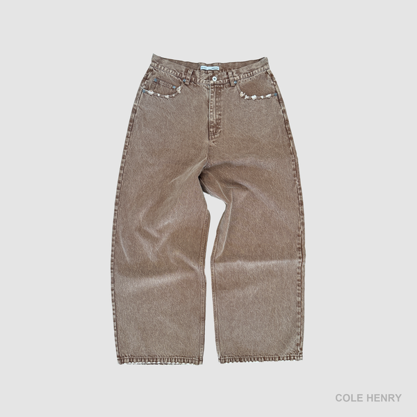Washed Denim Jeans Brown BAGGY Featured Image