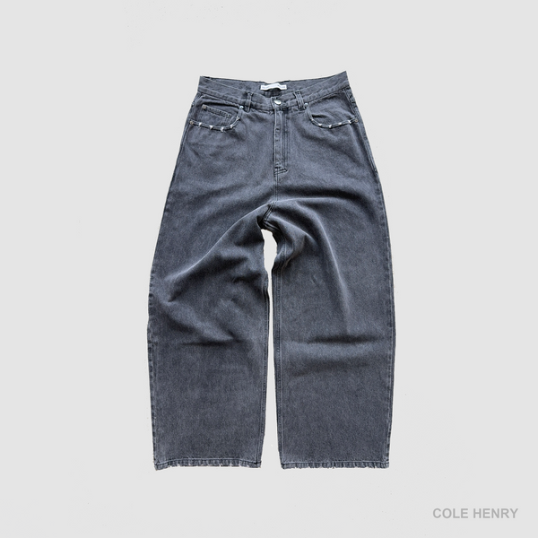 Washed Denim Jeans Grey BAGGY Featured Image