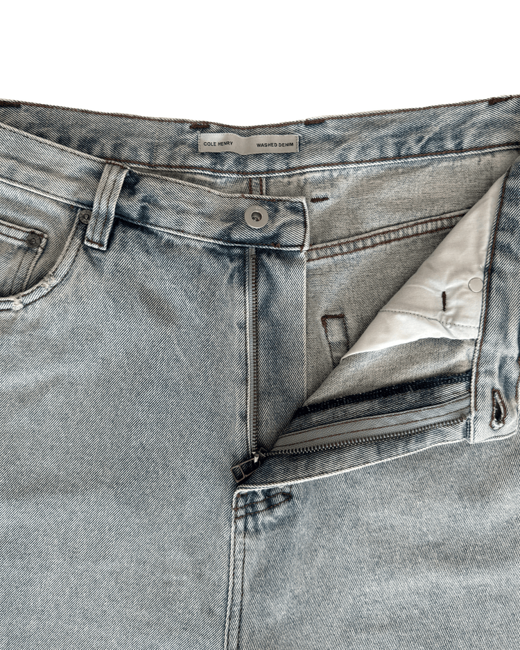 Washed Denim Jorts Brown