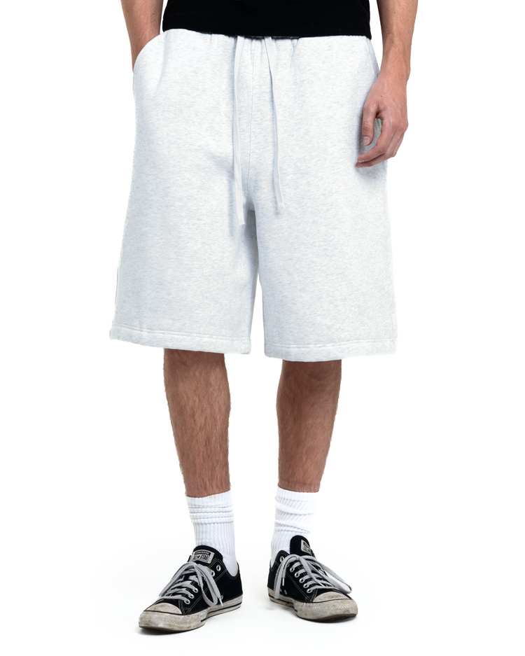Blank Fleece Shorts Heather White Long Inseam