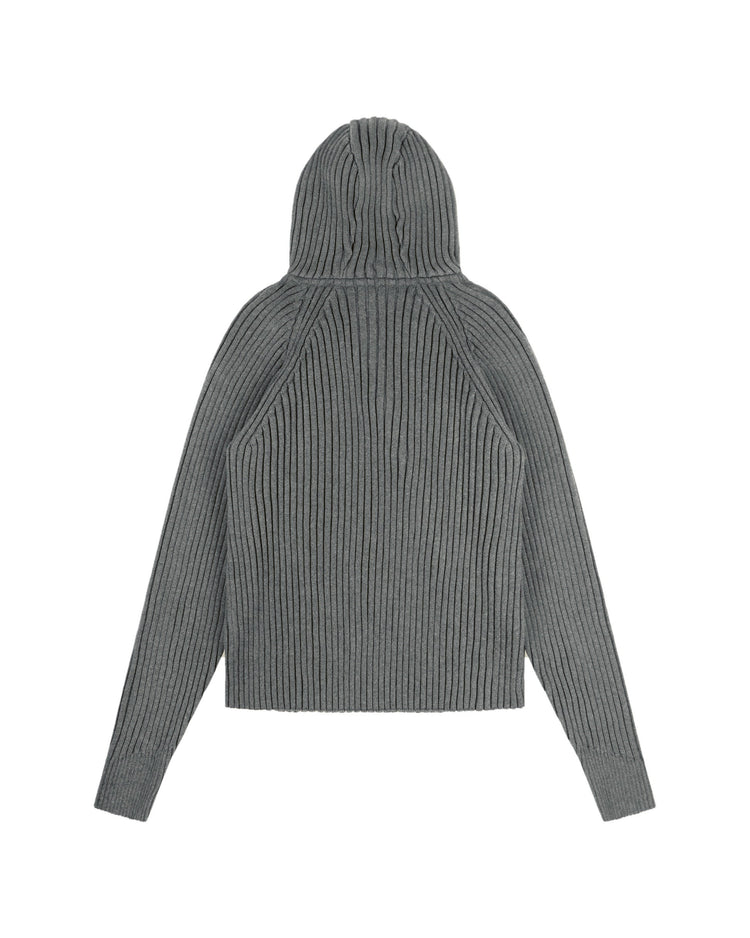 Asymmetrical Zip Up Dark Heather back