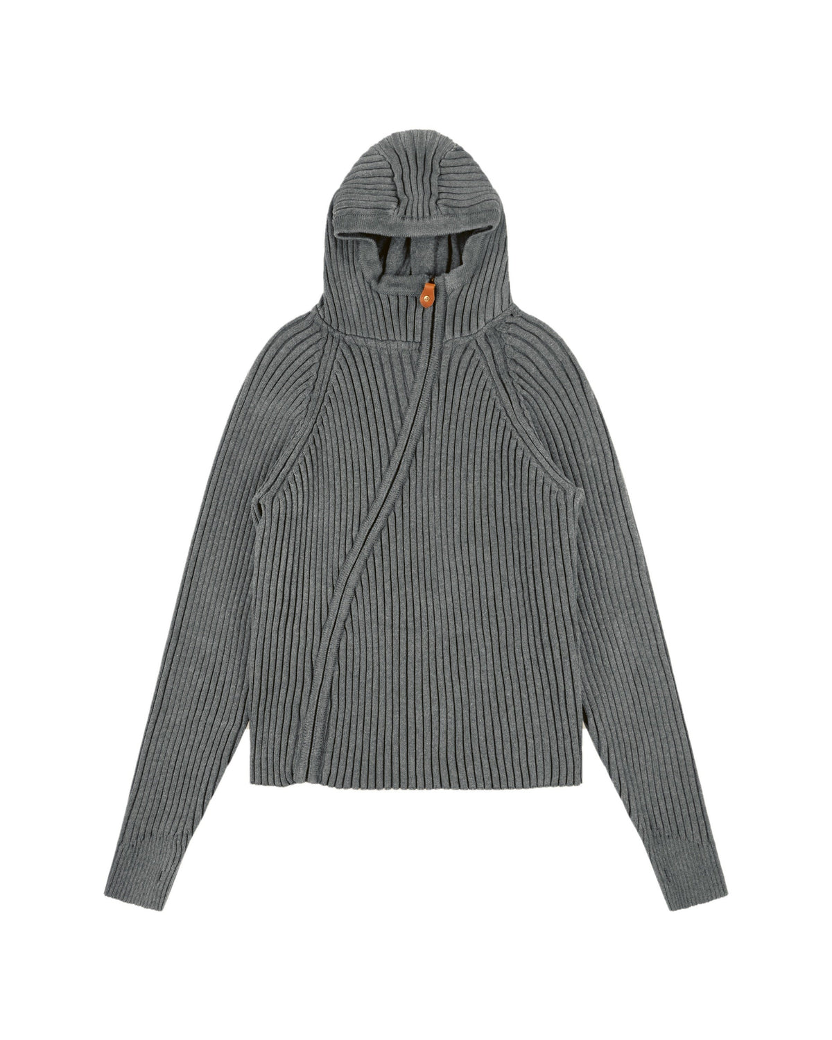 Asymmetrical Zip Up Dark Heather front