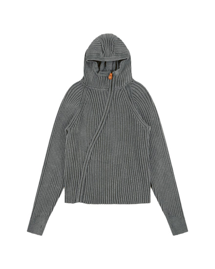 Asymmetrical Zip Up Dark Heather front