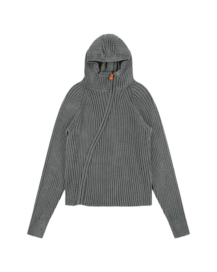 Asymmetrical Zip Up Dark Heather front