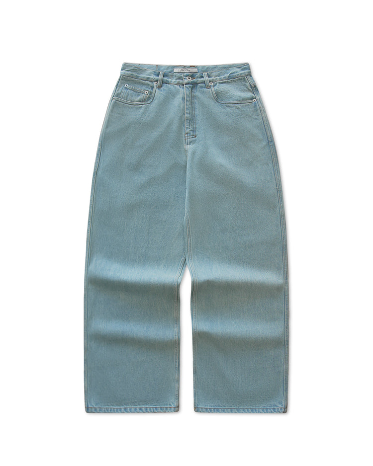 Washed Denim Jeans Blue Baggy