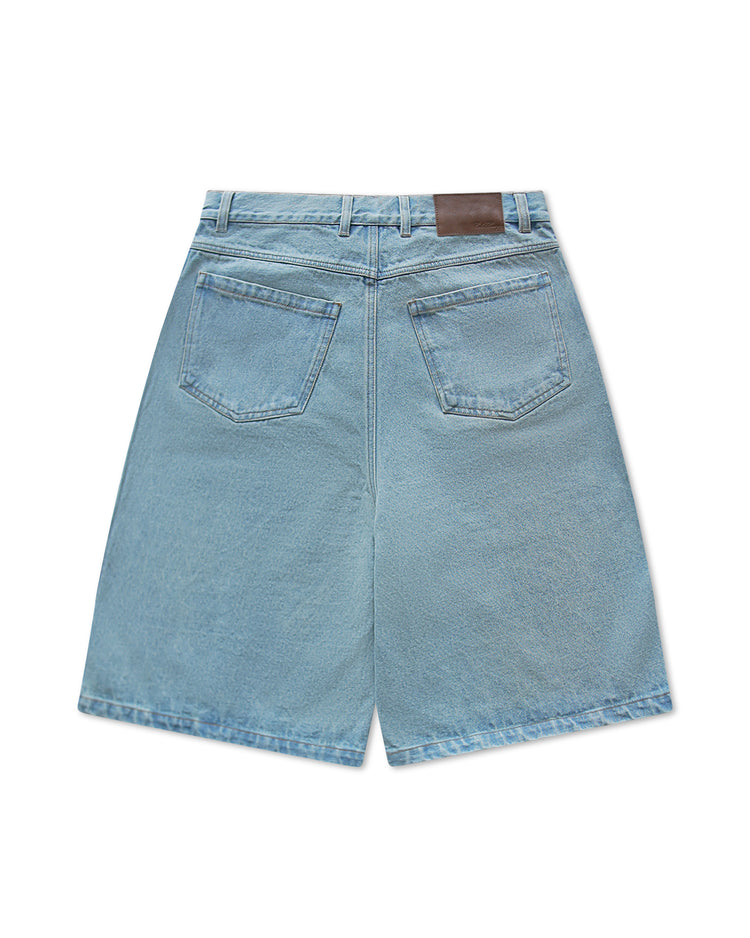 Washed Denim Jorts Blue