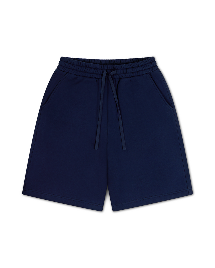 Blank Fleece Shorts Navy Long Inseam