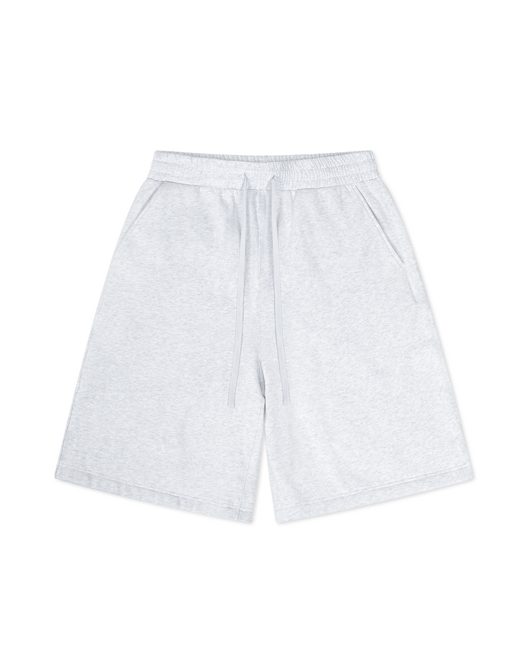 Blank Fleece Shorts Heather White Long Inseam