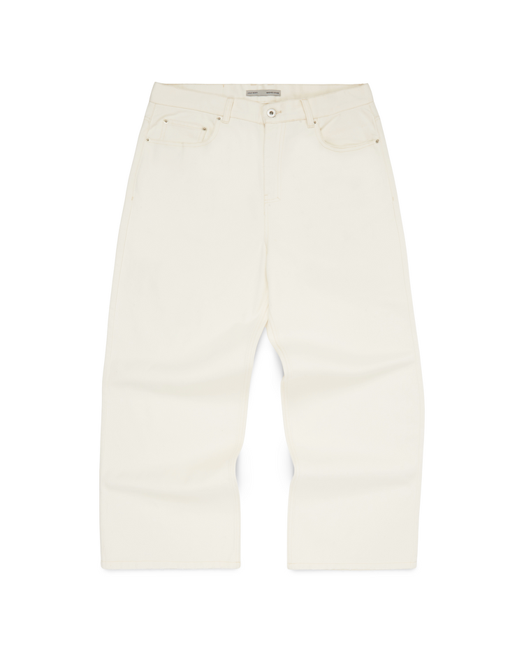 Washed Denim Jeans Ivory Baggy -