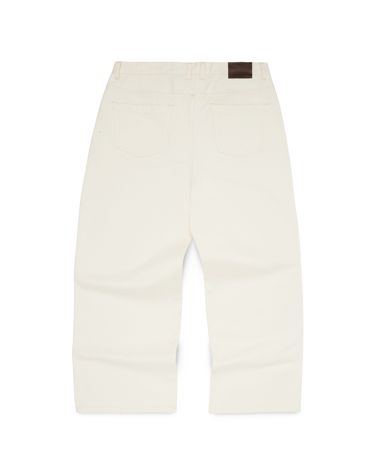 Washed Denim Jeans Ivory Baggy -