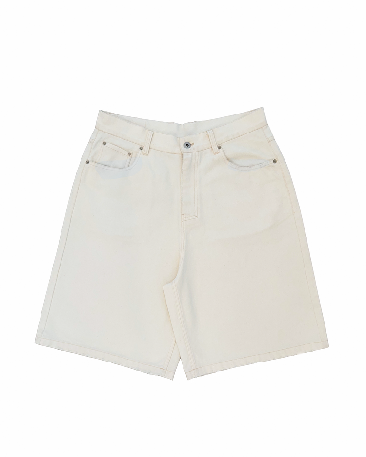 Washed Denim Jorts Ivory -