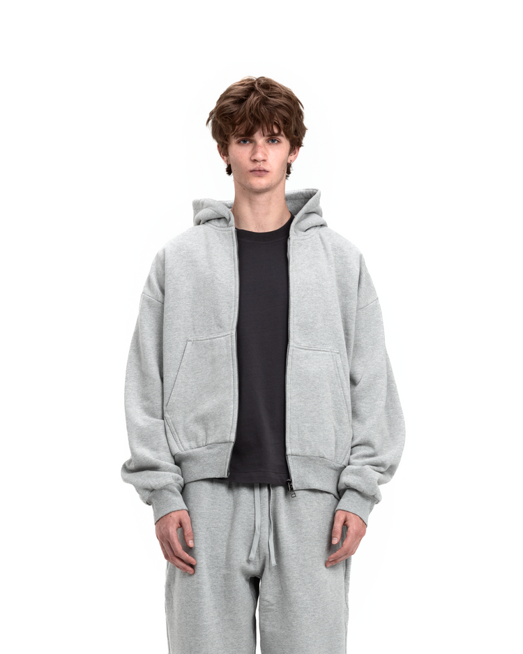 Blank Zip Up Heather Grey