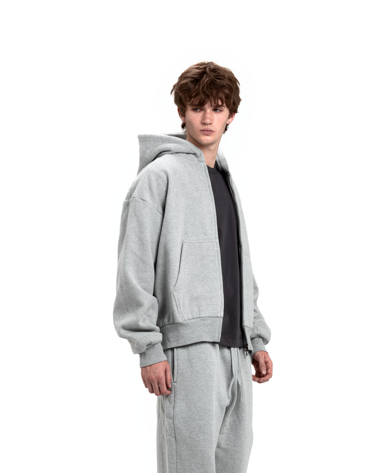 Blank Zip Up Heather Grey
