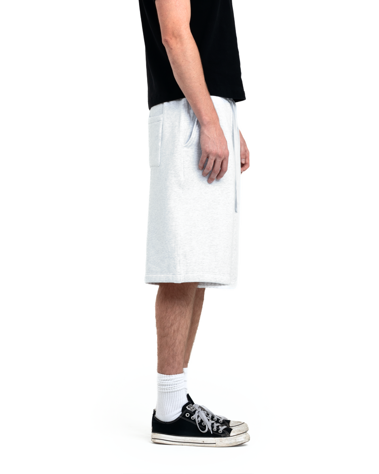 Blank Fleece Shorts Heather White Long Inseam