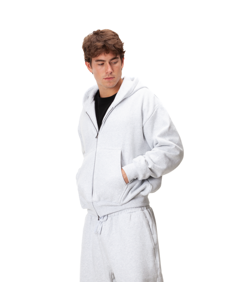 Blank Zip Up Heather White