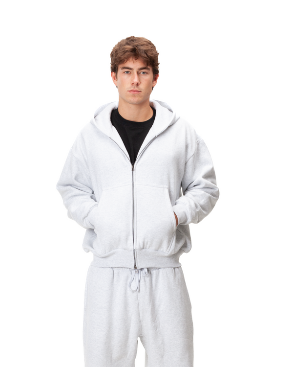 Blank Zip Up Heather White - Second Image