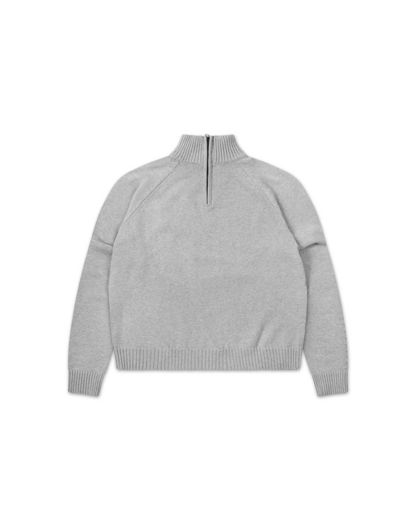 Knitted Quarter Zip Heather Grey - Second Image