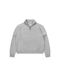 Knitted Quarter Zip Heather Grey