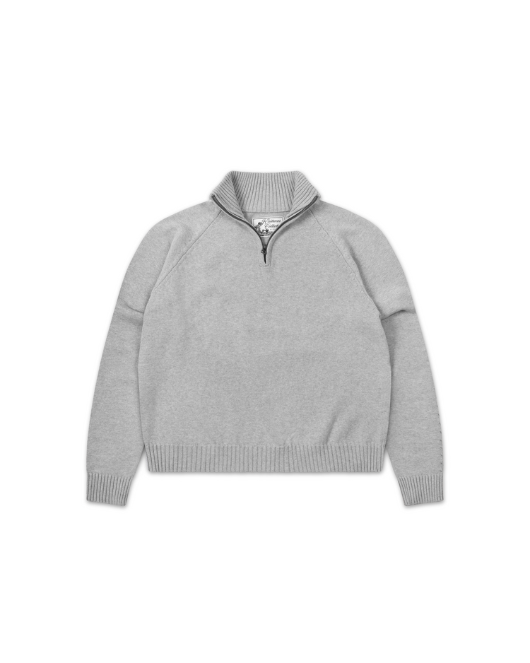 Knitted Quarter Zip Heather Grey