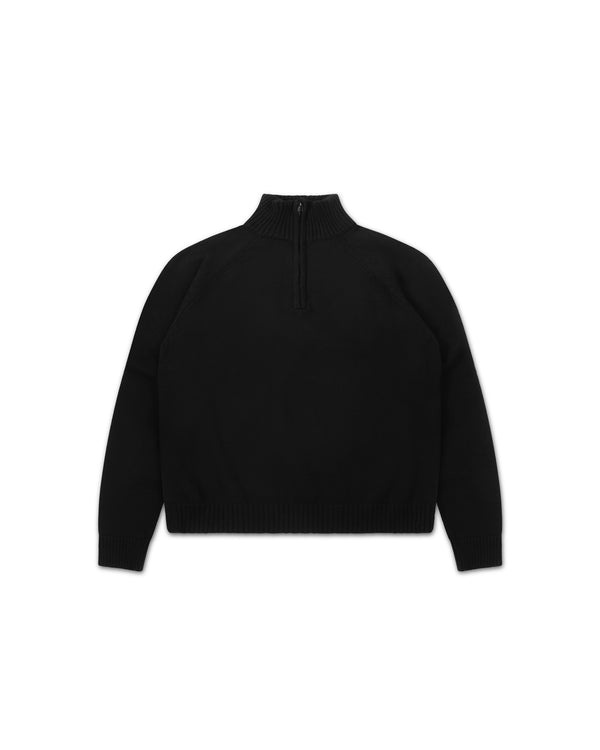 Knitted Quarter Zip Black - Second Image