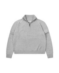 Knitted Quarter Zip Heather Grey