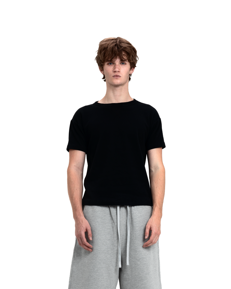Blank Ribbed Tee Black