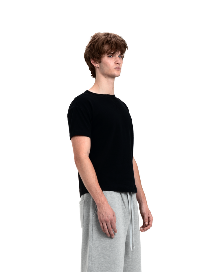 Blank Ribbed Tee Black