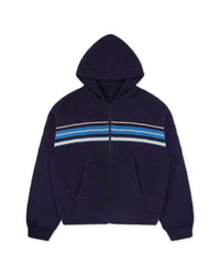 Striped Knit Zip Navy