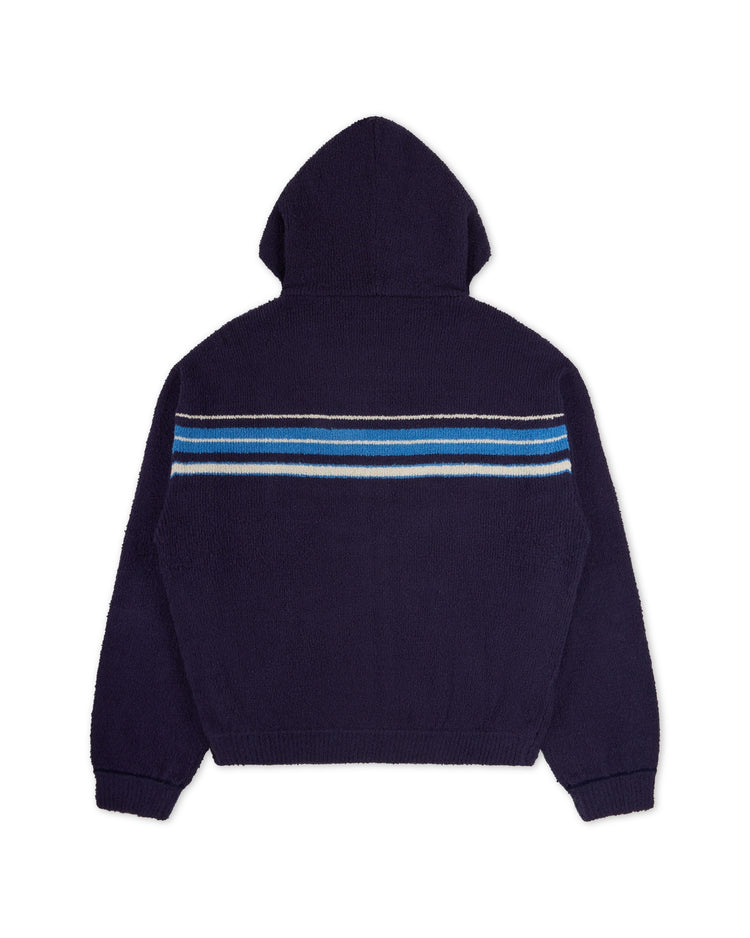 Striped Knit Zip Navy