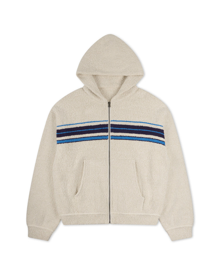 Striped Knit Zip Cream