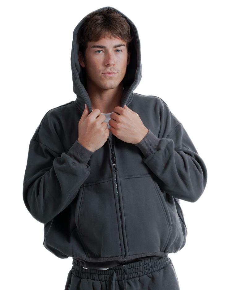 Blank Zip Up Charcoal