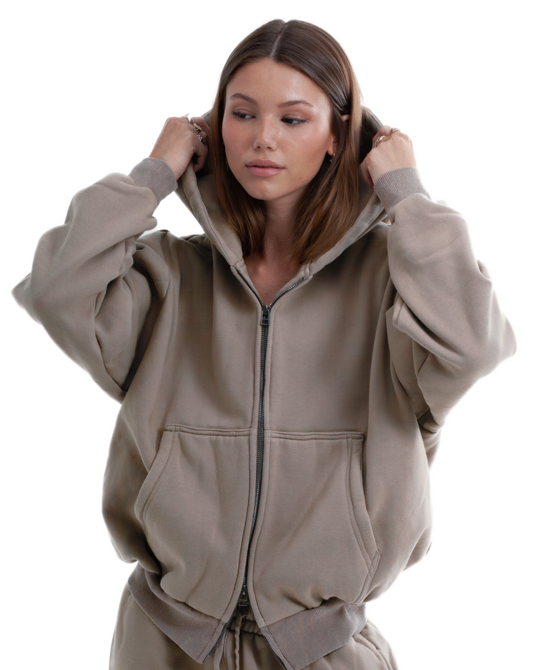 Blank Zip Up Taupe